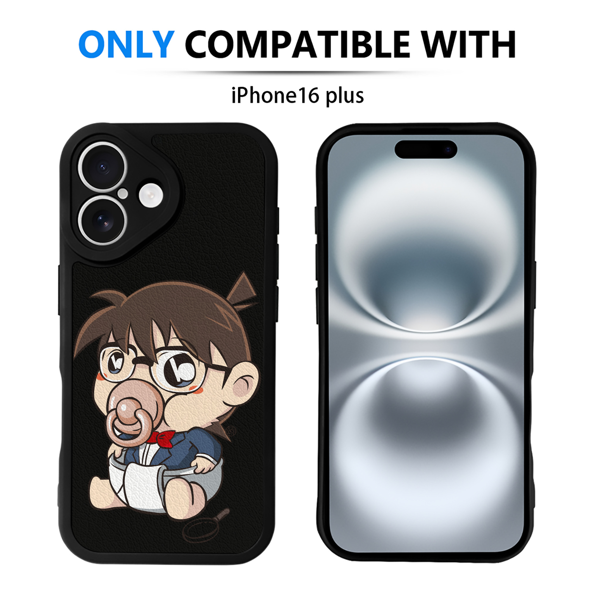 （画像用） 名探偵コナン 江戸川 コナン Detective Conan Conan Edogawa 【iPhone 16シリーズ対応】シリコンスマホケース（レザー調） 材質：シリコン